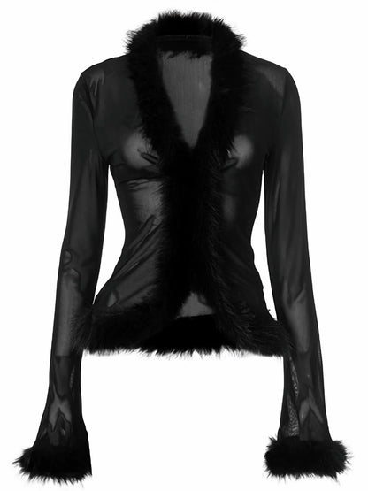 “Plush Persuasion” Red Furr Top