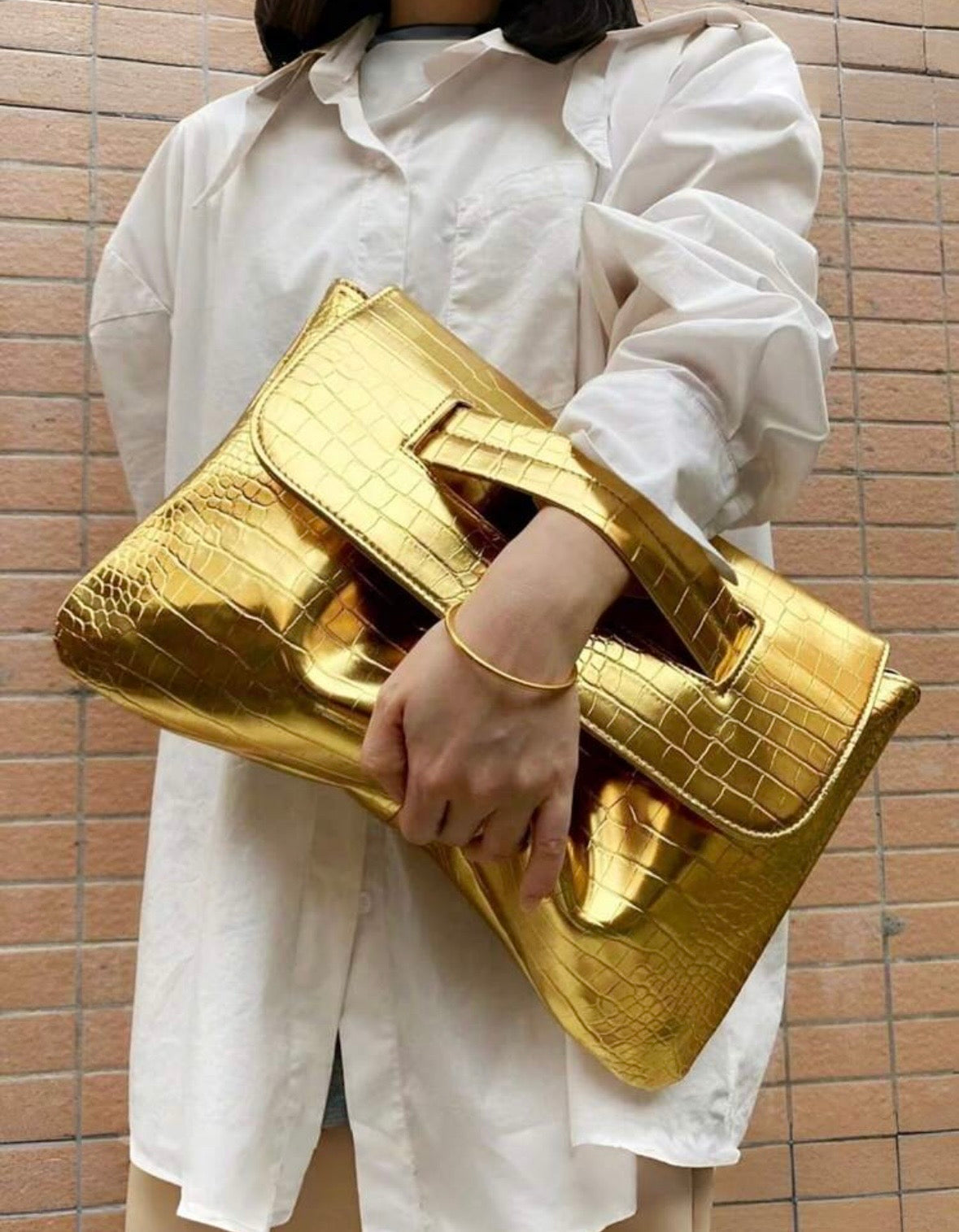 “Fierce” Silver Oversized Handbag