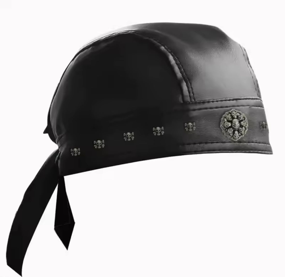 “Studded Cross” Black Biker Cap