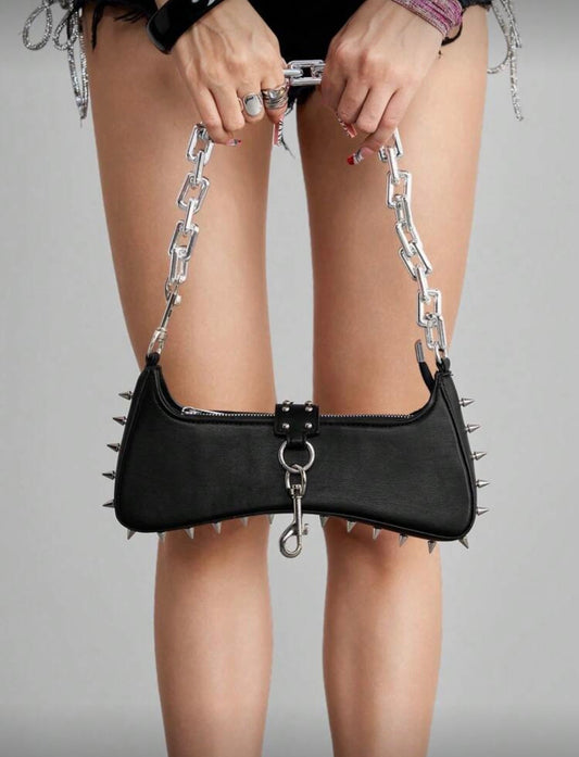 “Gothic Spikes”Black Handbag