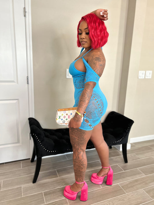 “Poster Queen”- Blue Romper