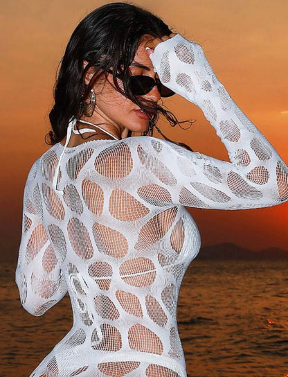 “Shallow” White Swimsuit Cover Up