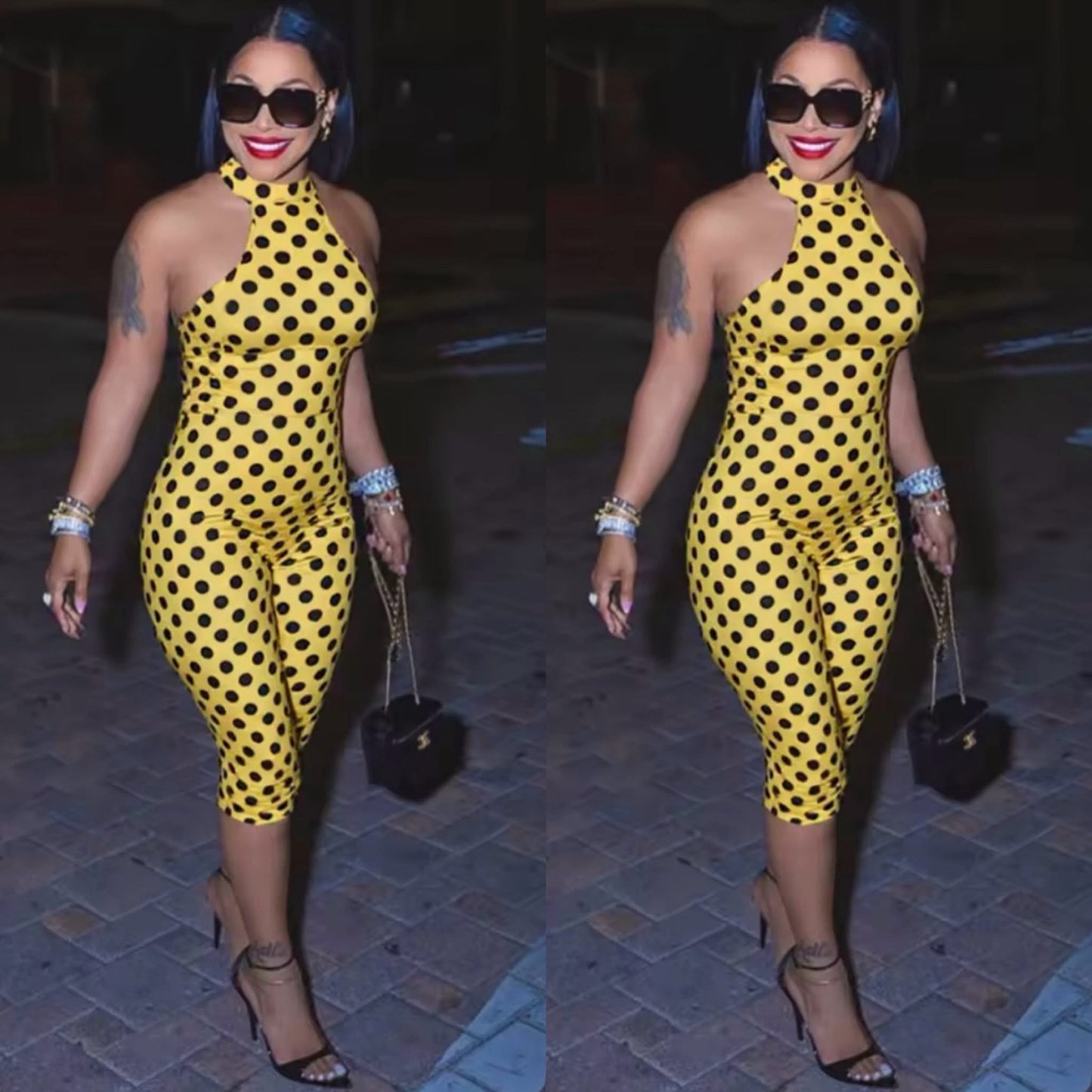 “Polka Pretty” Yellow Romper