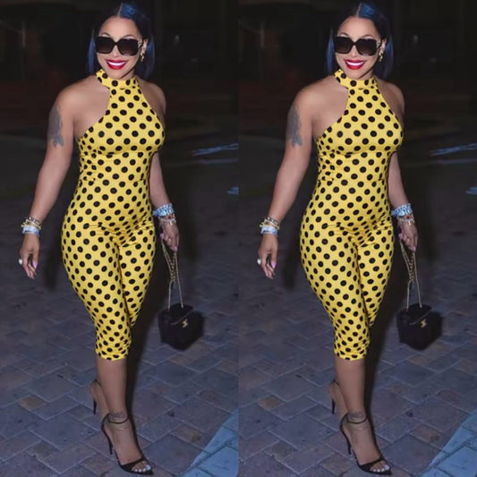 “Polka Pretty” Yellow Romper