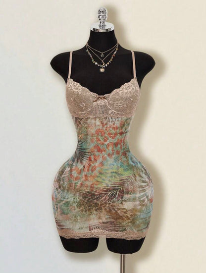 “Leopard Lace” Light Brown Dress