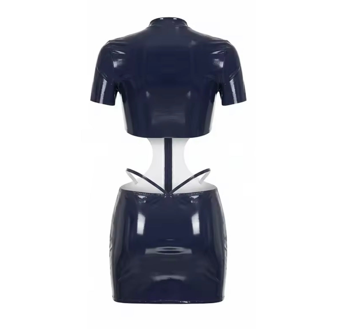 “Latex Look” Blue Dress