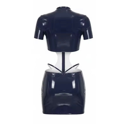 “Latex Look” Blue Dress