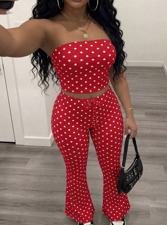“Polka Lee” Red 2 Piece Set