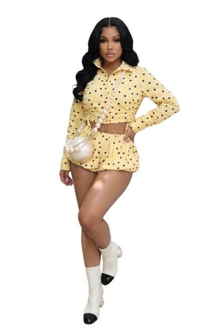 “Polka Spice” Yellow 2 Piece Set