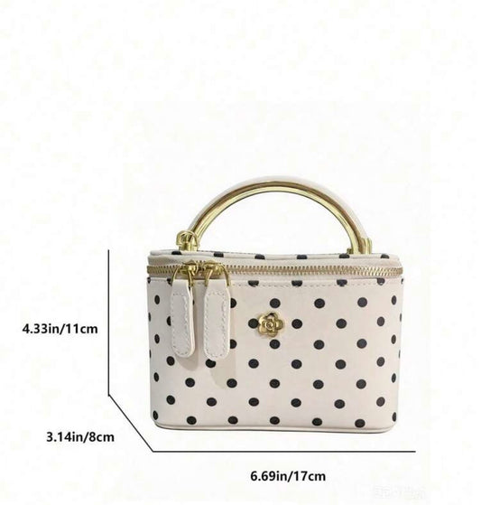 “Harlem Square” White Polka Dot Handbag