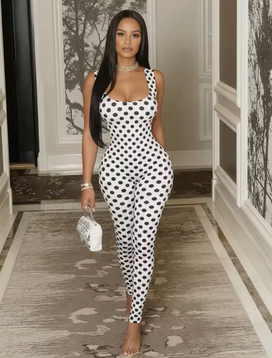 “Polka Girl” White Jumpsuit