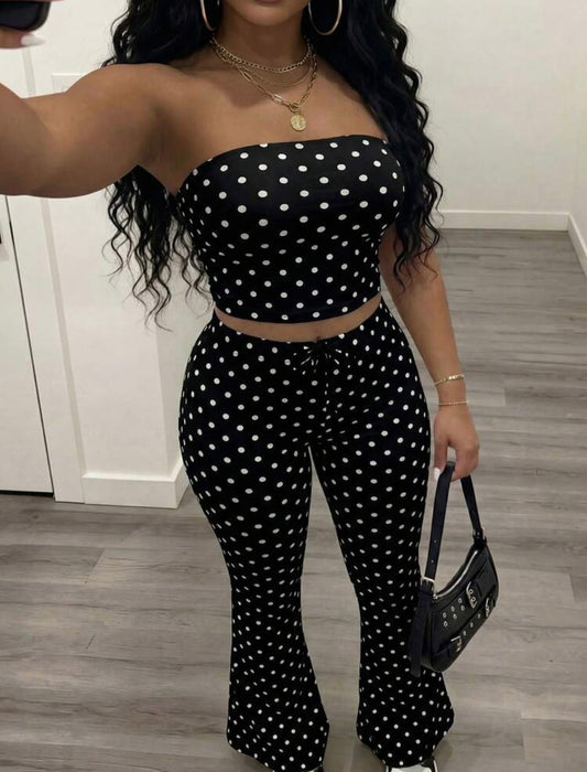 “Polka Lee” Black 2 Piece Set