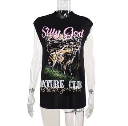 “Silly” Black Graphic Top
