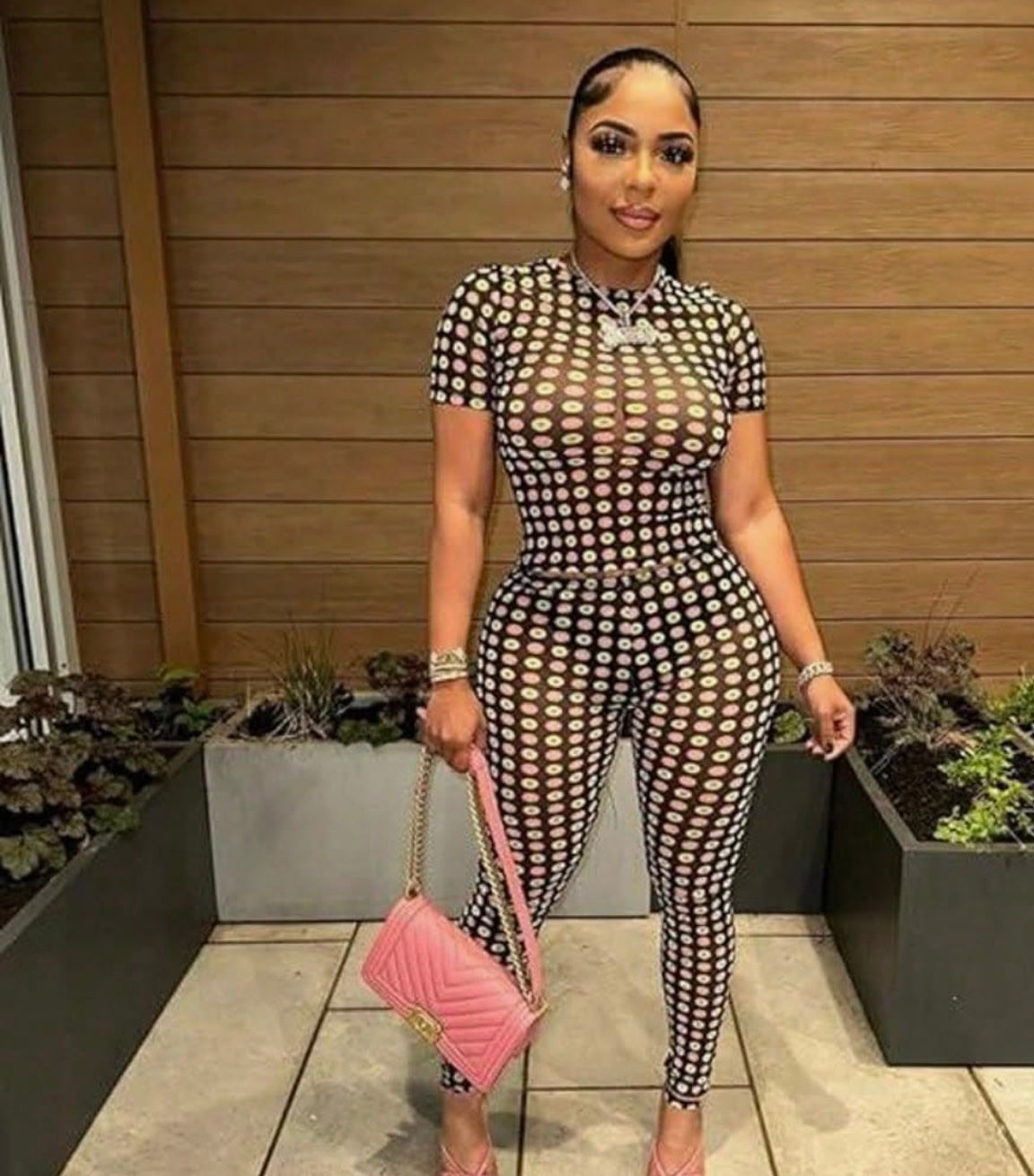 “Bubble Gum” Black 2 Piece Set