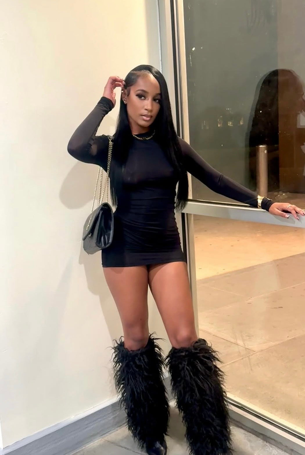 “Midnight Streak” Black Dress