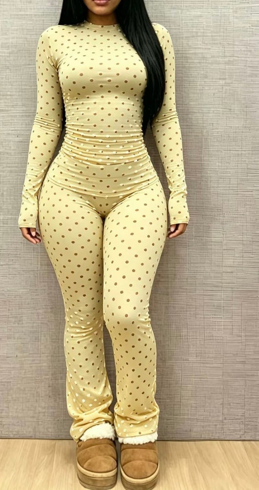 “Prissy Polka” Yellow 2 Piece Set