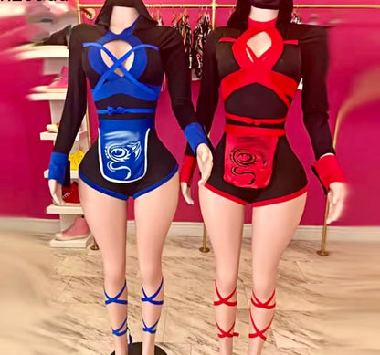 “Night Fight” Blue Romper 2 Piece Costume Set