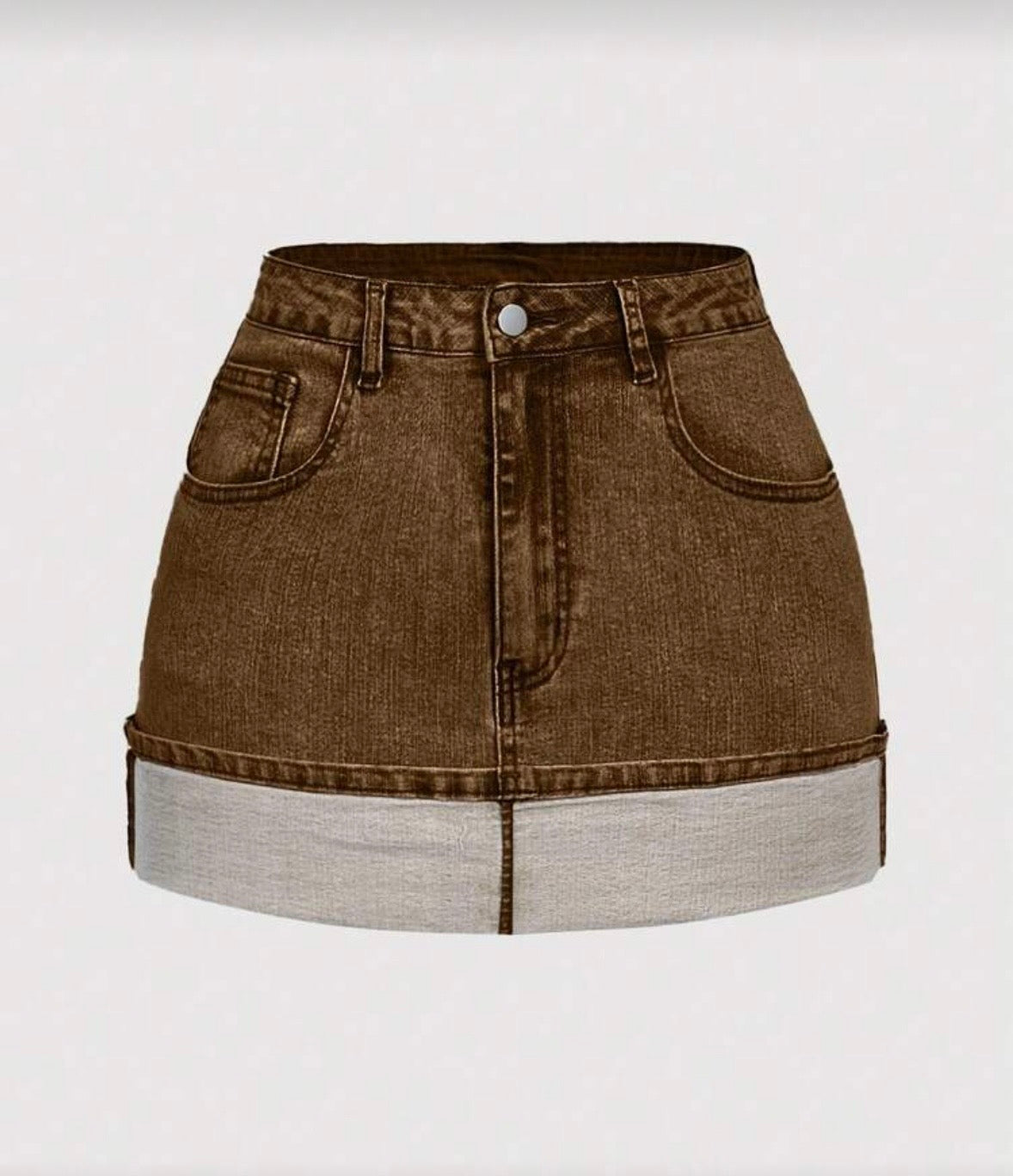 “Deanna” Brown Denim Skirt