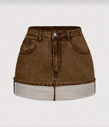 “Deanna” Brown Denim Skirt