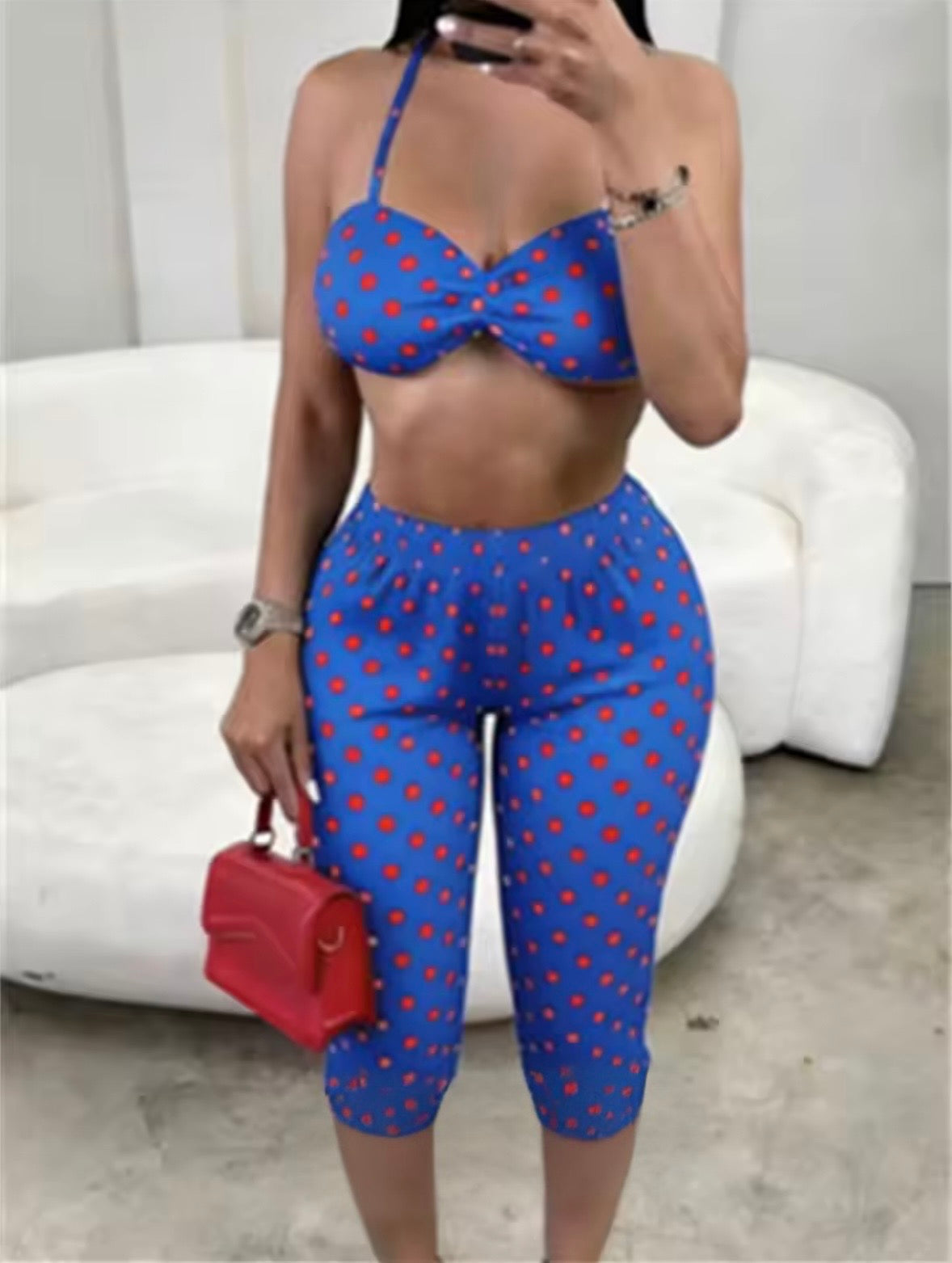 “Polka Mami” Blue 2 Piece Set