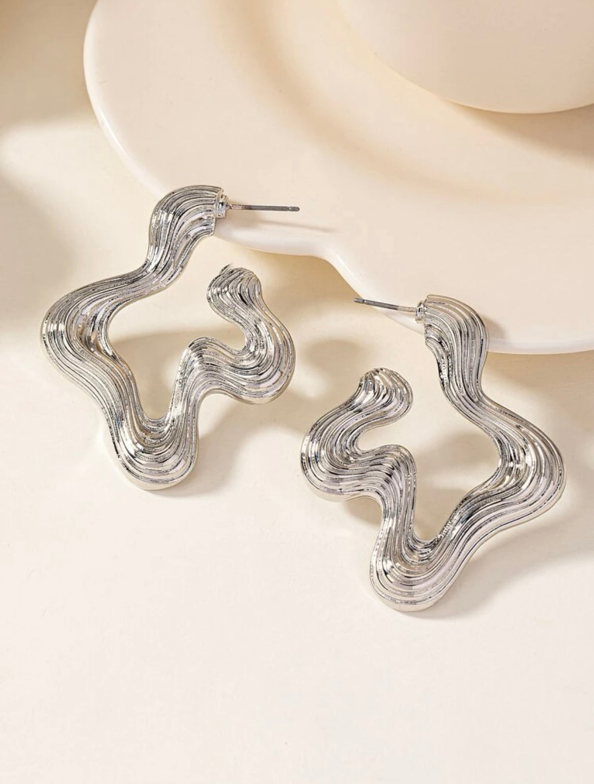 “Madeline” Silver Hoop Earrings