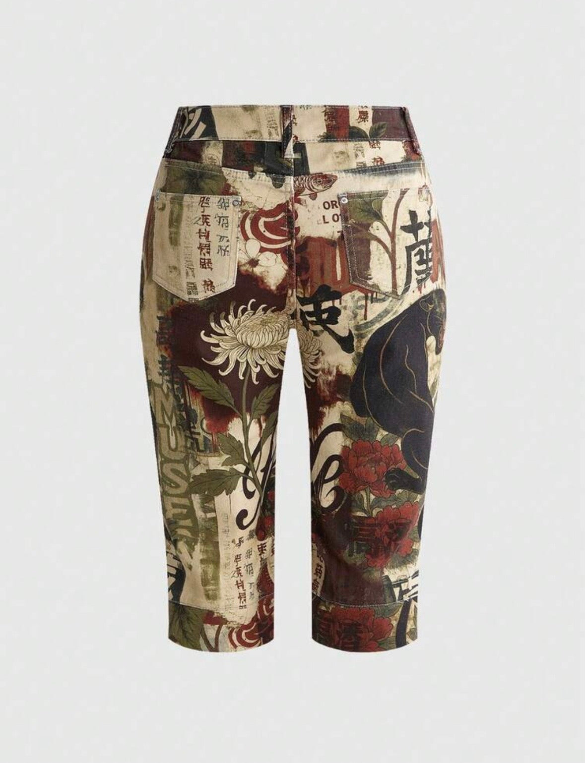 “Tokyo Nights” Deep Multicolor Capri Shorts