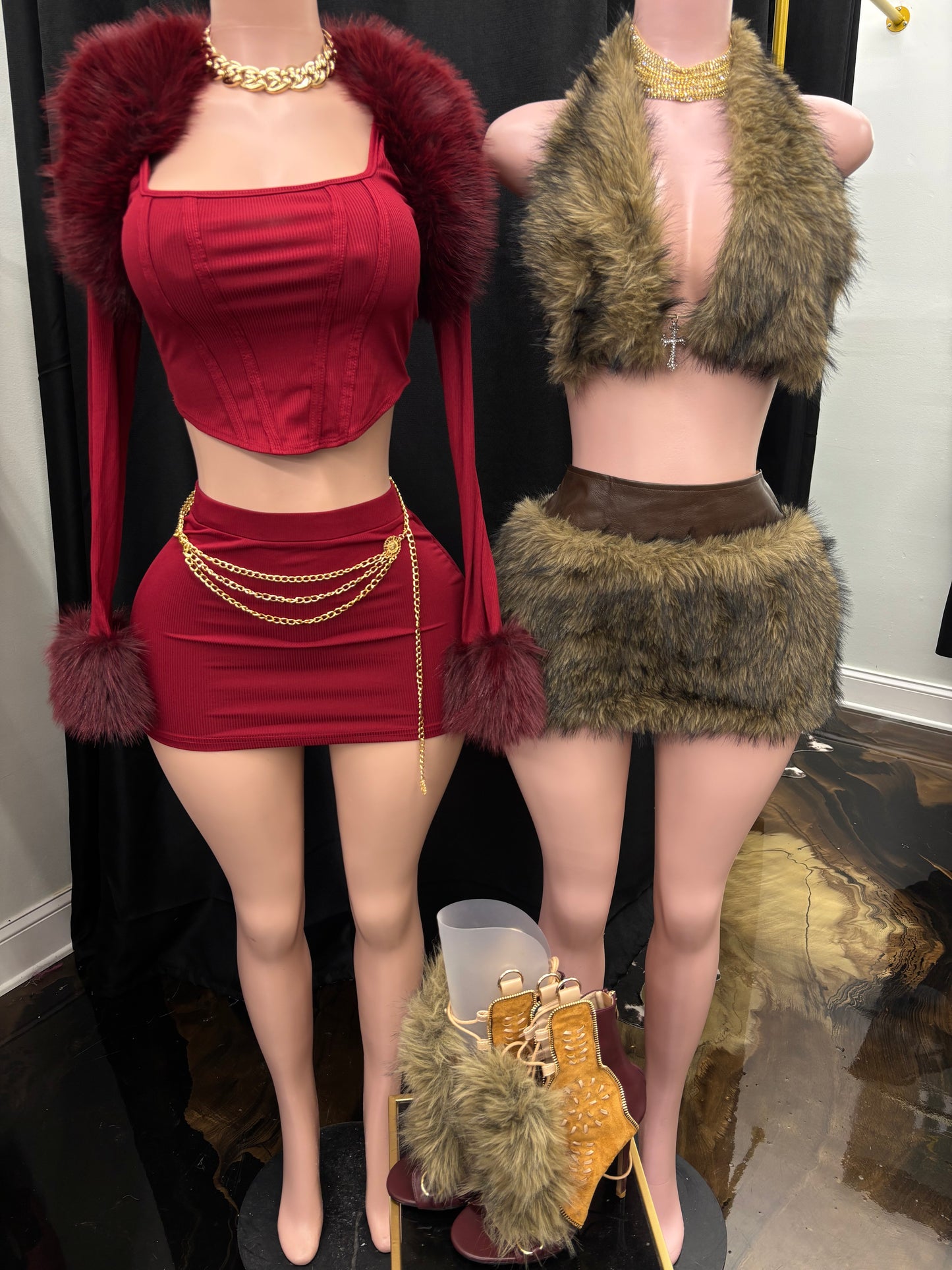 “Faux Furr” Black 3 Piece Set