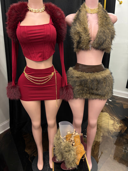 “Faux Furr” Black 3 Piece Set