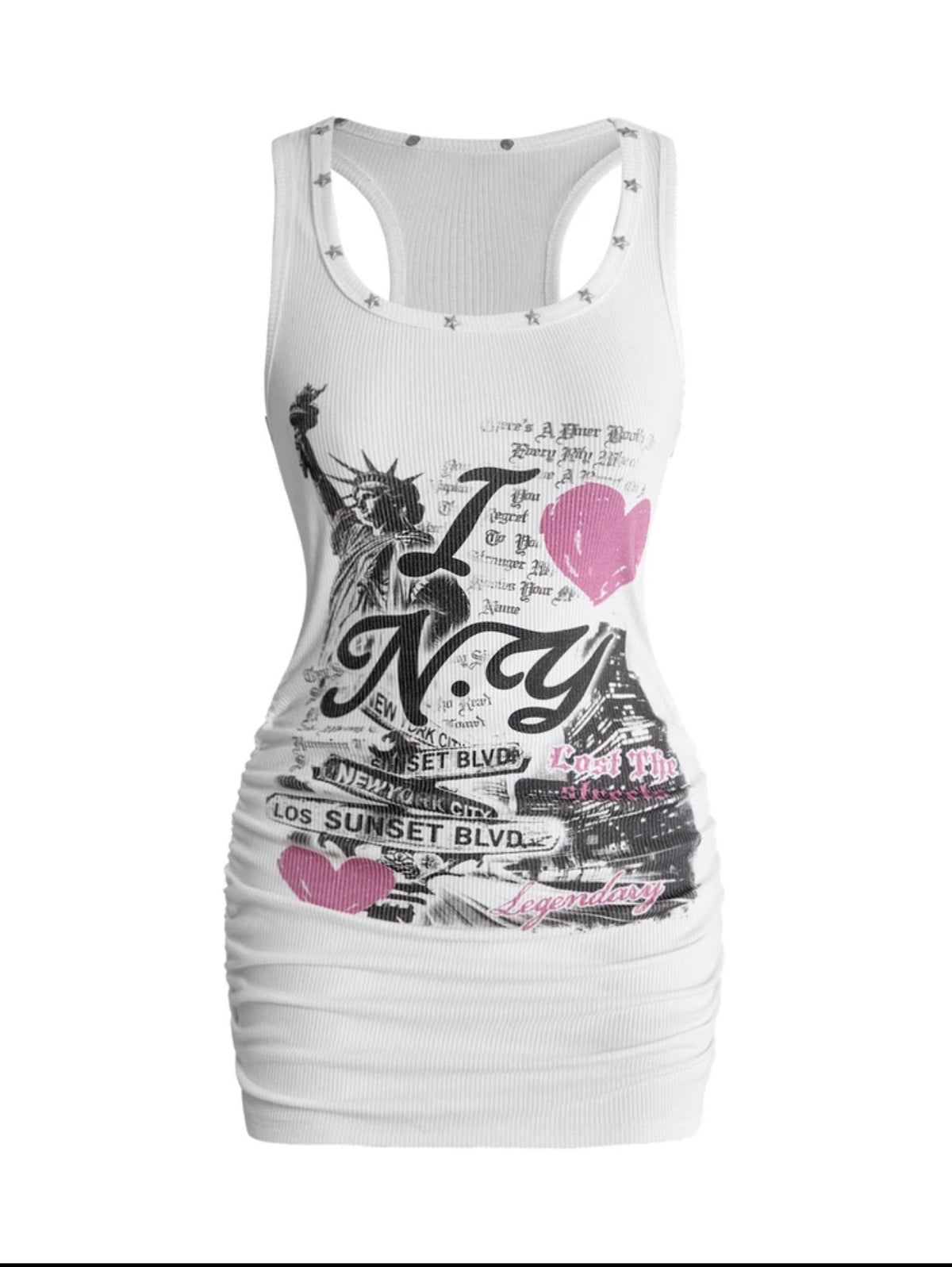 “ Vintage Vice” White Tank Top Dress