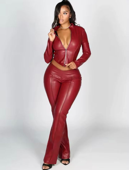 “Lauren Leather” Red 2 Piece Set