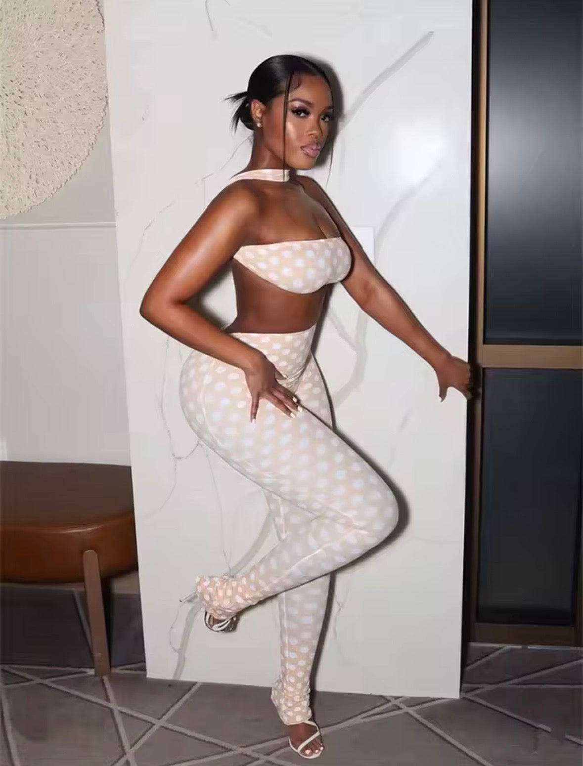 “Polka Luxe” Nude 2 Piece Set