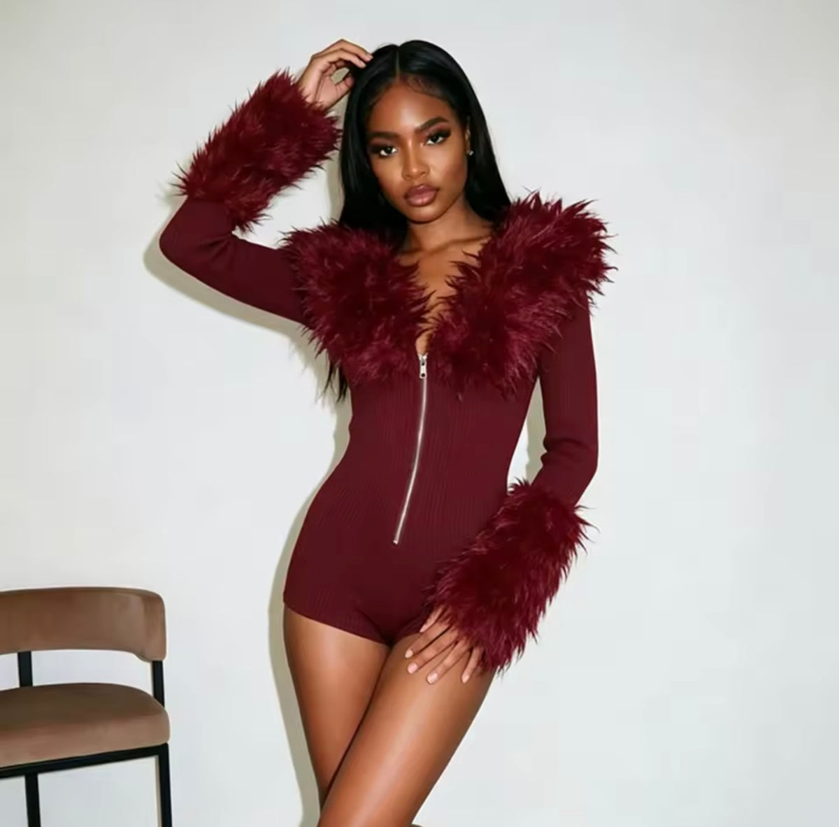 “Furr The Attention” Black Romper