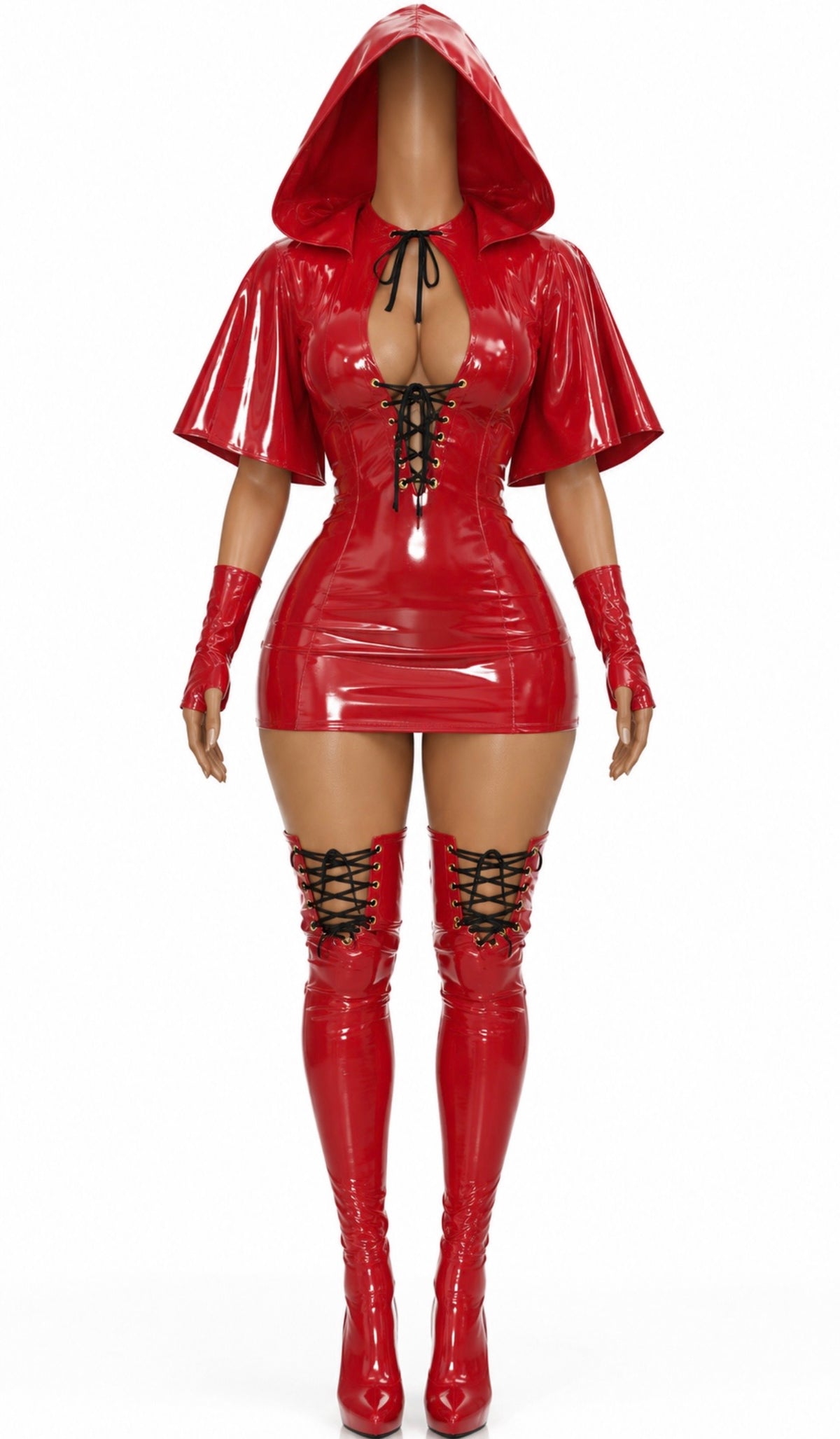 “In My Hood” Red Burgundy 4 Piece Costume Set