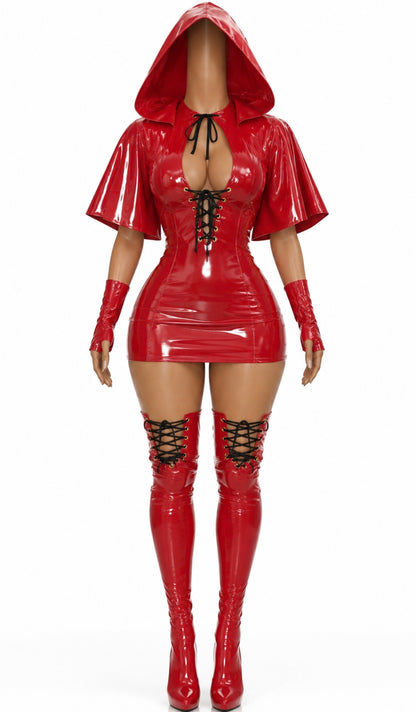 “In My Hood” Red Burgundy 4 Piece Costume Set