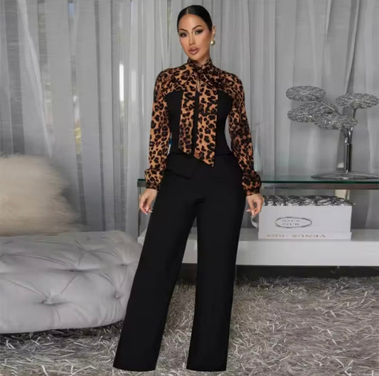 “Leo Leopard” Black Jumpsuit