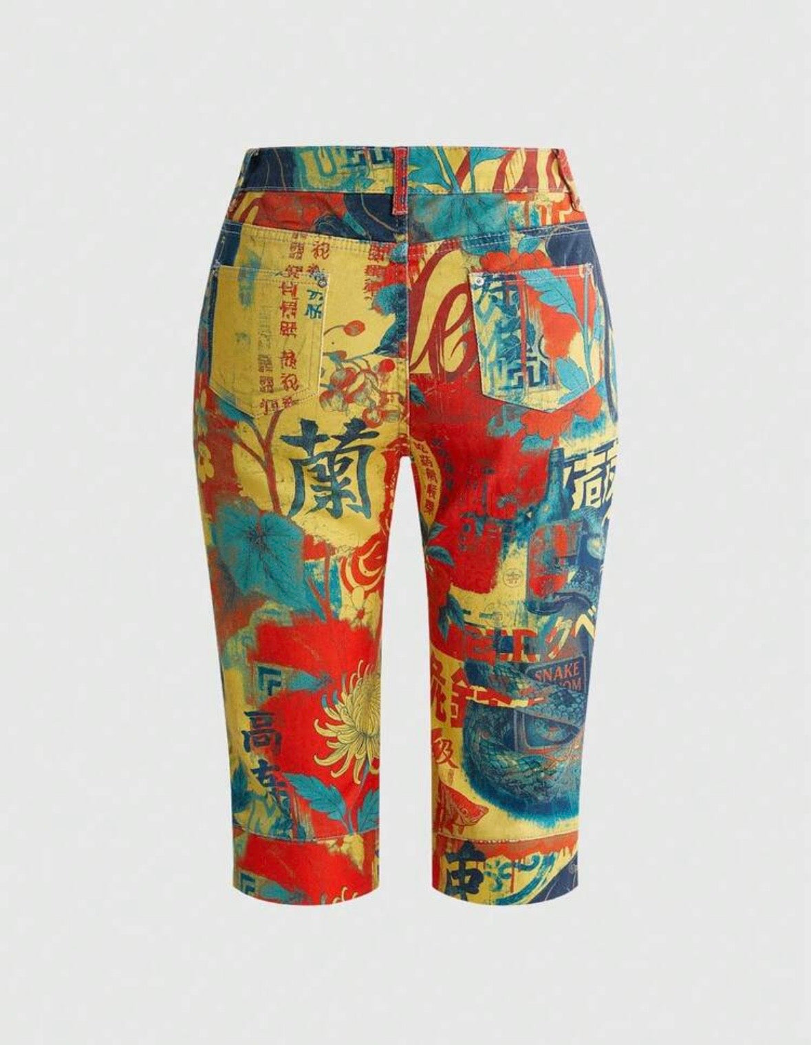 “Tokyo Nights” Deep Multicolor Capri Shorts