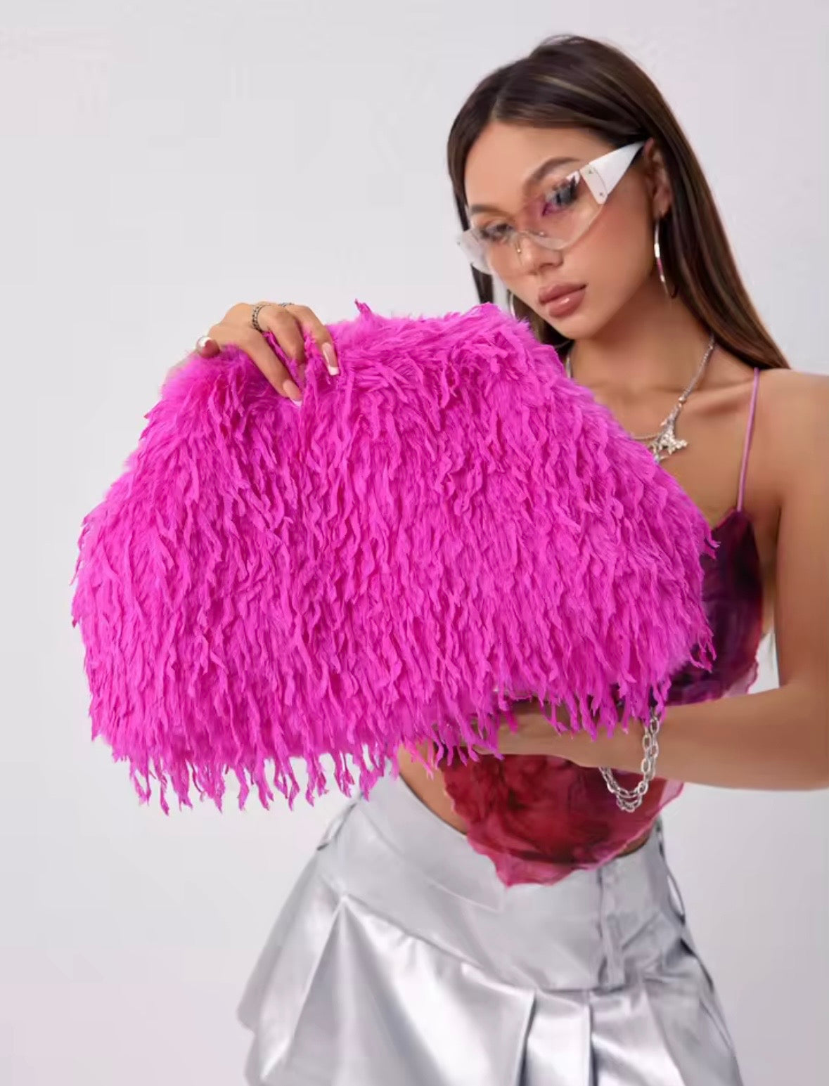 “Maddie” Hot Pink Furr Handbag