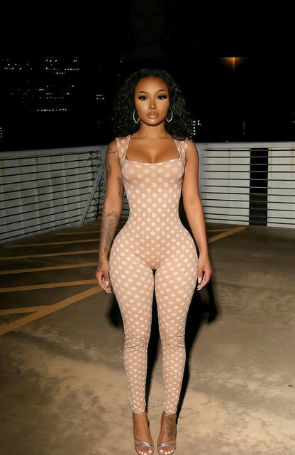 “Pale Polka” Nude Jumpsuit