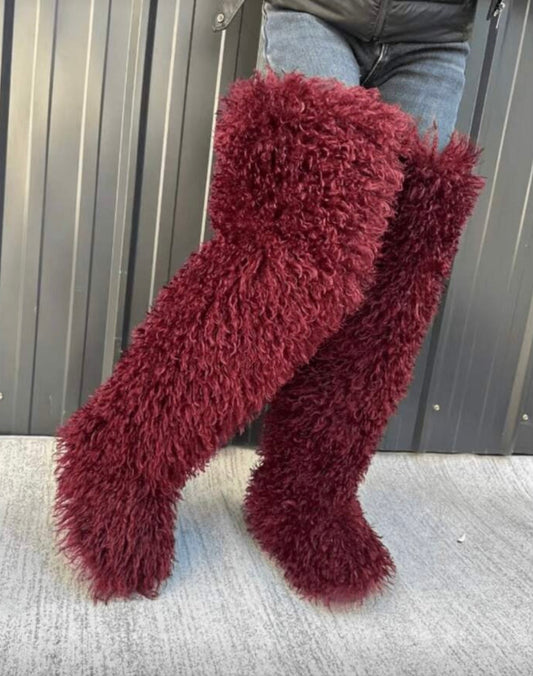 “Mongolian” Burgundy Furr Boot