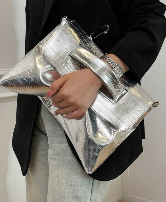 “Fierce” Silver Oversized Handbag