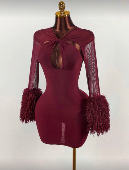 “Alexa” Burgundy Dress