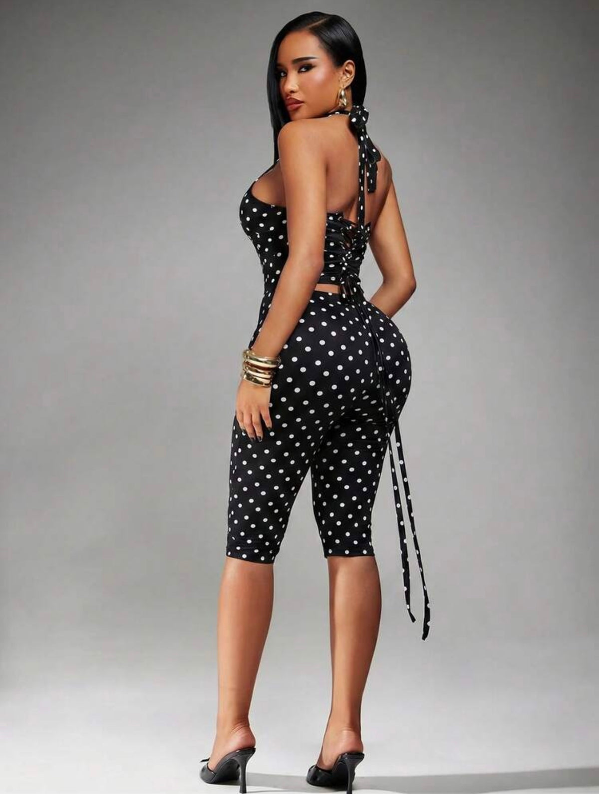 “Curves On Command” Black Polka Dot 2 Piece Set