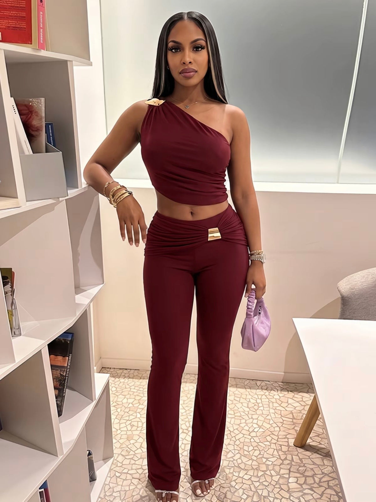 “Worth The Wait” Burgundy 2 Piece Set