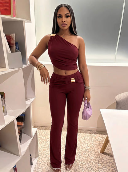 “Worth The Wait” Burgundy 2 Piece Set