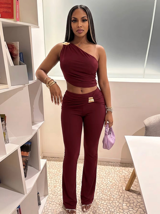 “Worth The Wait” Burgundy 2 Piece Set