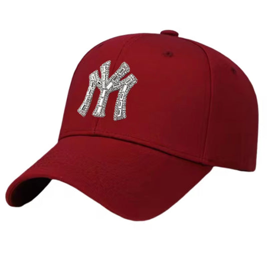“NY Studded” Burgundy Hat