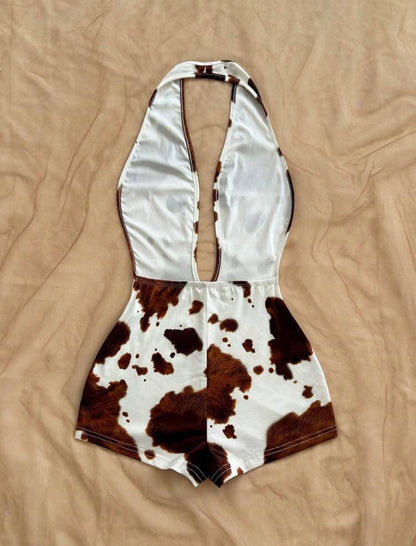 “Rodeo Gal” Cow Print Romper