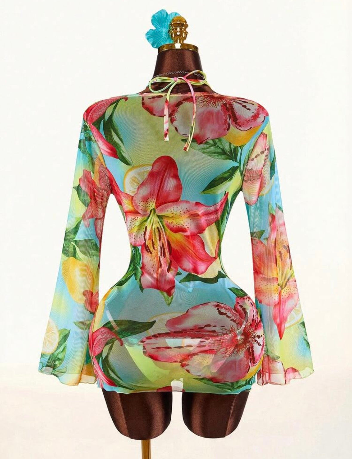 “Flower Bomb” Multicolor 3 Piece Swimsuit