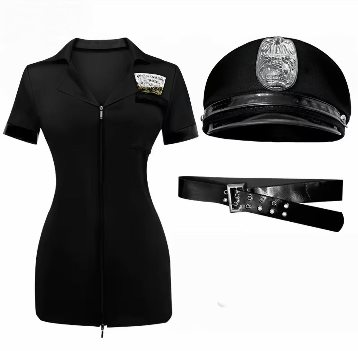 “Ms. Officer” Black 3 Piece Romper Set