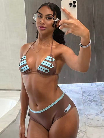 “To Many Chiefs” Brown 2 Piece Swimsuit